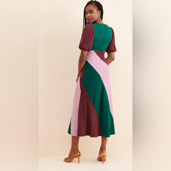 Colorblock Rib Knit Dress Size Large - Picture 3 of 6